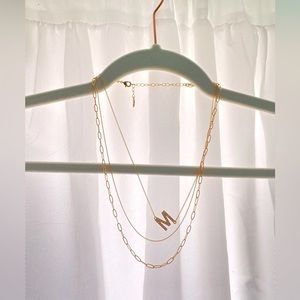 Gold layered initial (M) necklace